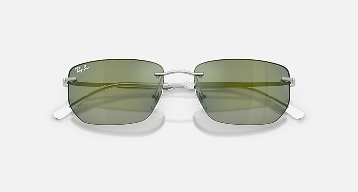 Ray-Ban RB3768 Silver with Green Mirror Green Solid Color - Mirror lenses - Closed Front