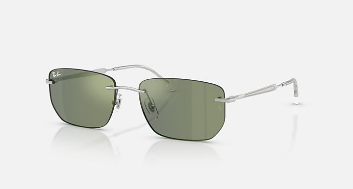 Ray-Ban RB3768 Silver with Green Mirror Green Solid Color - Mirror lenses - Quarter