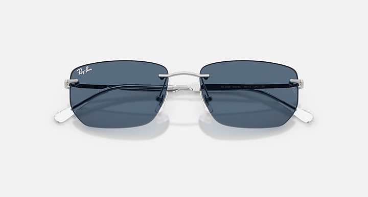 Ray-Ban RB3768 Silver with Dark Blue Solid Color lenses - Closed Front