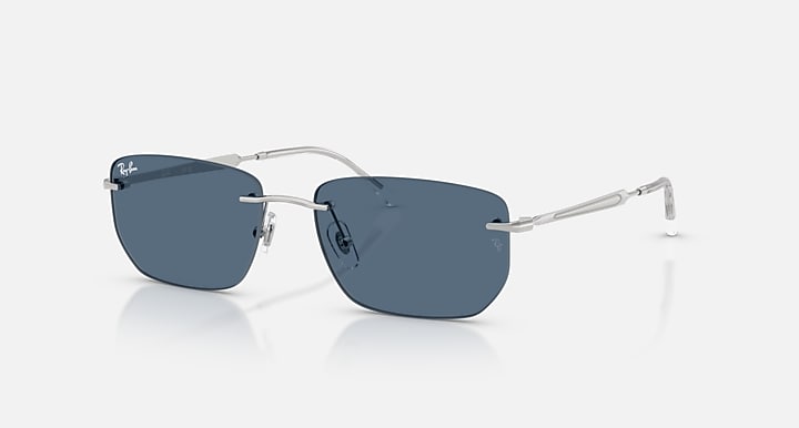 Ray-Ban RB3768 Silver with Dark Blue Solid Color lenses - Quarter