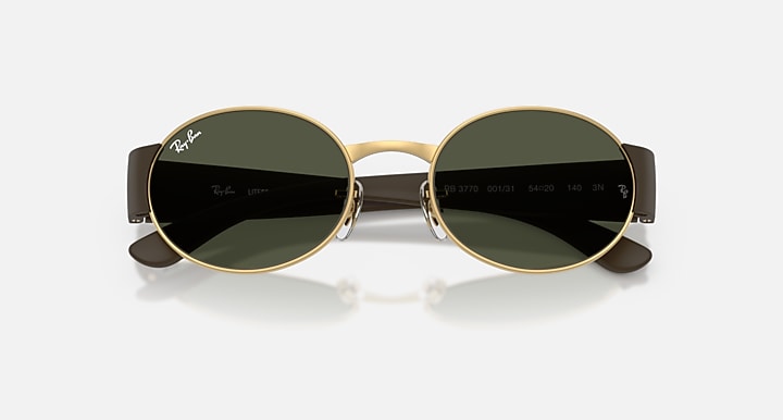 Ray-Ban RB3770 Gold; Sand Brown with Green Solid Color lenses - Closed Front