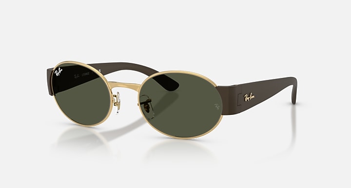 Ray-Ban RB3770 Gold; Sand Brown with Green Solid Color lenses - Quarter