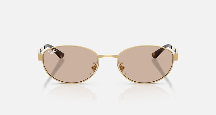 Ray-Ban RB3774D Arista Gold with Light Brown Solid Color lenses - Front