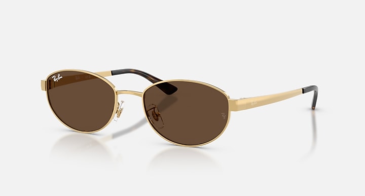 Ray-Ban RB3774D Arista Gold with Dark Brown Solid Color lenses - Quarter