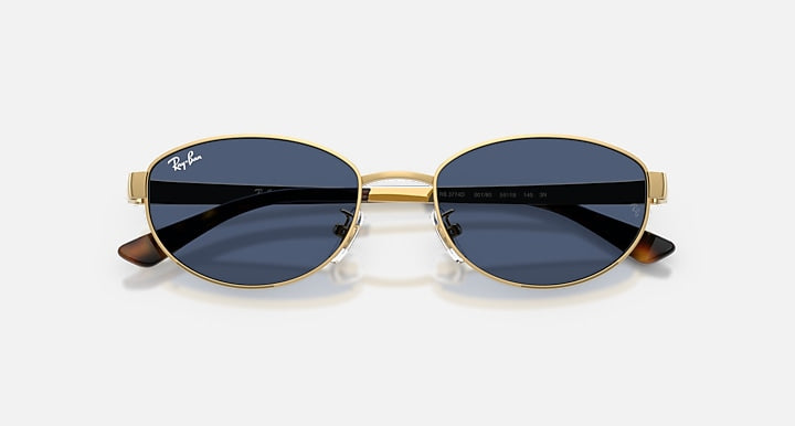 Ray-Ban RB3774D Arista with Dark Blue Solid Color lenses - Closed Front