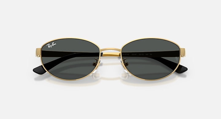 Ray-Ban RB3774D Arista Gold with Dark Grey Solid Color lenses - Closed Front