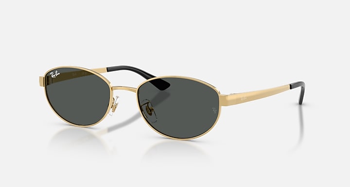 Ray-Ban RB3774D Arista Gold with Dark Grey Solid Color lenses - Quarter
