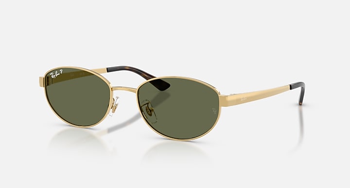 Ray-Ban RB3774D Arista Gold with Dark Green Polarized Solid Color lenses - Quarter