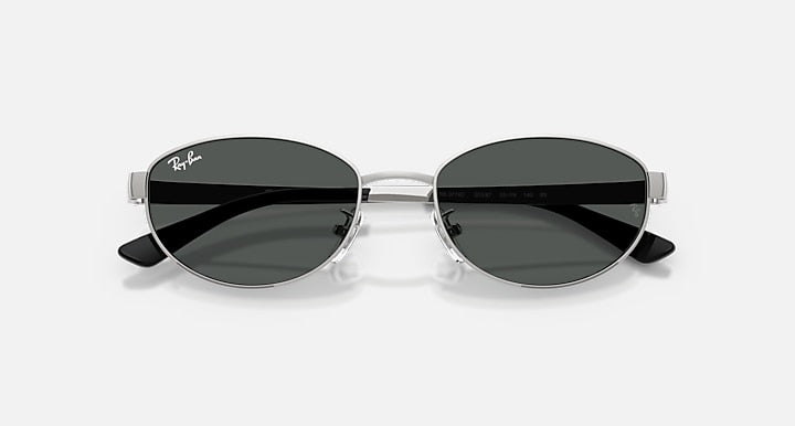 Ray-Ban RB3774D Silver with Dark Grey Solid Color lenses - Closed Front