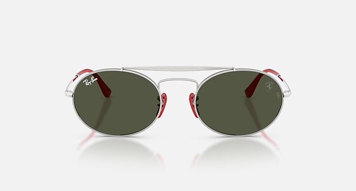 Ray-Ban RB3775M SCUDERIA FERRARI COLLECTION Silver with Green Solid Color lenses - Front