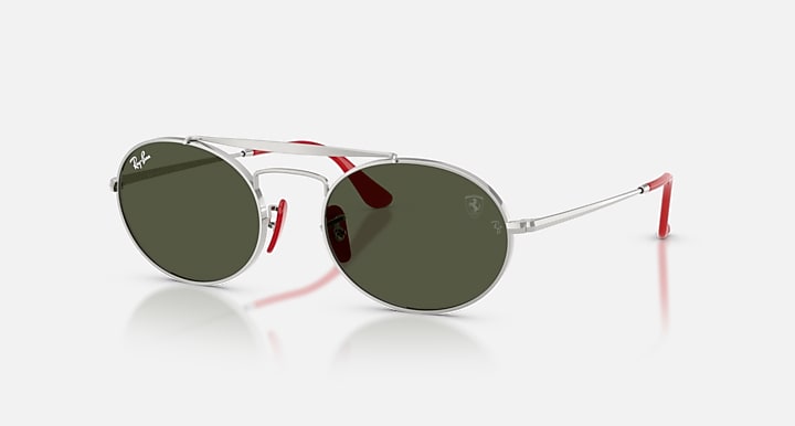 Ray-Ban RB3775M SCUDERIA FERRARI COLLECTION Silver with Green Solid Color lenses - Quarter