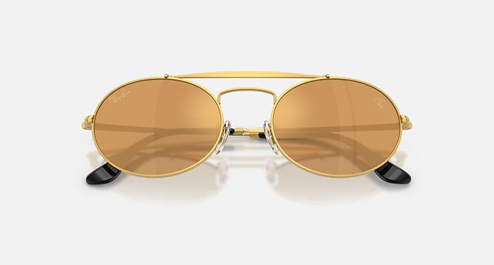 Ray-Ban RB3775M SCUDERIA FERRARI COLLECTION Legend Gold with Light Brown Mirror Gold Solid Color - Mirror lenses - Closed Front