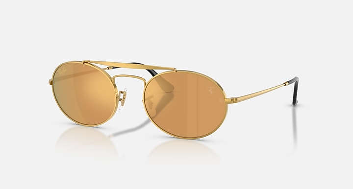 Ray-Ban RB3775M SCUDERIA FERRARI COLLECTION Legend Gold with Light Brown Mirror Gold Solid Color - Mirror lenses - Quarter