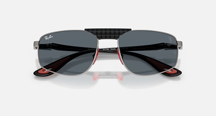 Ray-Ban RB3776M SCUDERIA FERRARI COLLECTION Gunmetal; Black with Blue Solid Color lenses - Closed Front