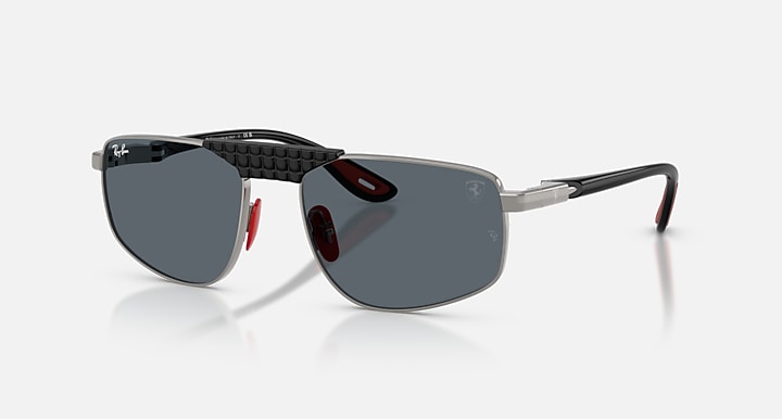 Ray-Ban RB3776M SCUDERIA FERRARI COLLECTION Gunmetal; Black with Blue Solid Color lenses - Quarter