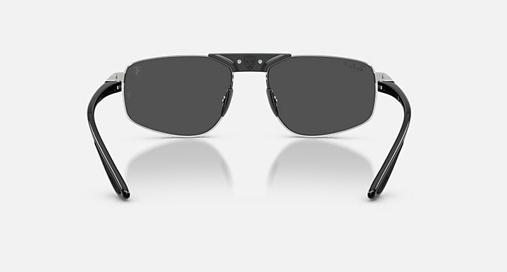Ray-Ban RB3776M SCUDERIA FERRARI COLLECTION POLARIZED+ LENSES Silver; Black with Polarized+ Dark Grey Polarized+ lenses - Back