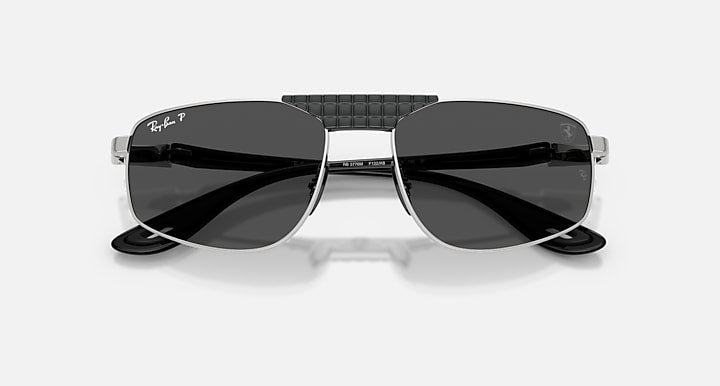 Ray-Ban RB3776M SCUDERIA FERRARI COLLECTION POLARIZED+ LENSES Silver; Black with Polarized+ Dark Grey Polarized+ lenses - Closed Front