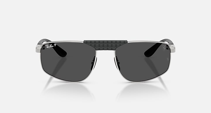 Ray-Ban RB3776M SCUDERIA FERRARI COLLECTION POLARIZED+ LENSES Silver; Black with Polarized+ Dark Grey Polarized+ lenses - Front
