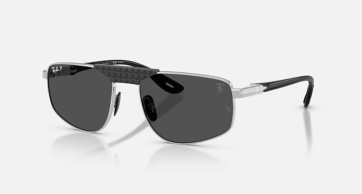 Ray-Ban RB3776M SCUDERIA FERRARI COLLECTION POLARIZED+ LENSES Silver; Black with Polarized+ Dark Grey Polarized+ lenses - Quarter