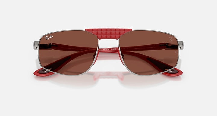 Ray-Ban RB3776M SCUDERIA FERRARI COLLECTION Gunmetal; Red with Red Solid Color lenses - Closed Front