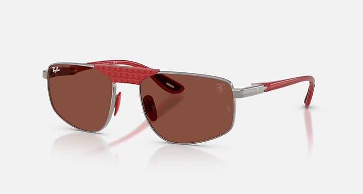 Ray-Ban RB3776M SCUDERIA FERRARI COLLECTION Gunmetal; Red with Red Solid Color lenses - Quarter