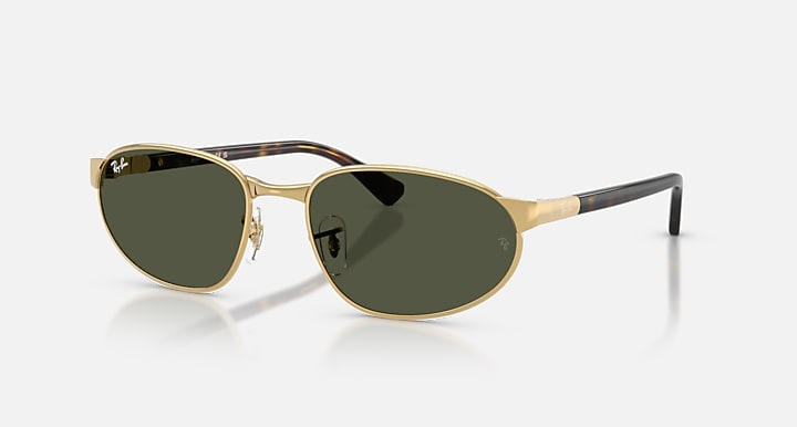 Ray-Ban RB3777 Arista Gold; Havana with Green Solid Color lenses - Quarter