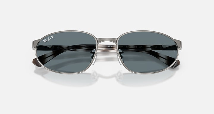 Ray-Ban RB3777 Gunmetal; Havana Grey with Dark Blue Polarized Solid Color lenses - Closed Front