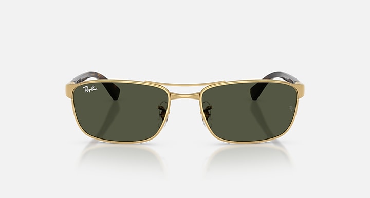 Ray-Ban RB3778 Arista Gold; Havana with Green Solid Color lenses - Front