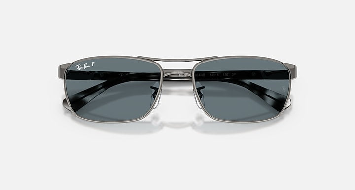 Ray-Ban RB3778 Gunmetal; Havana Grey with Dark Blue Polarized Solid Color lenses - Closed Front