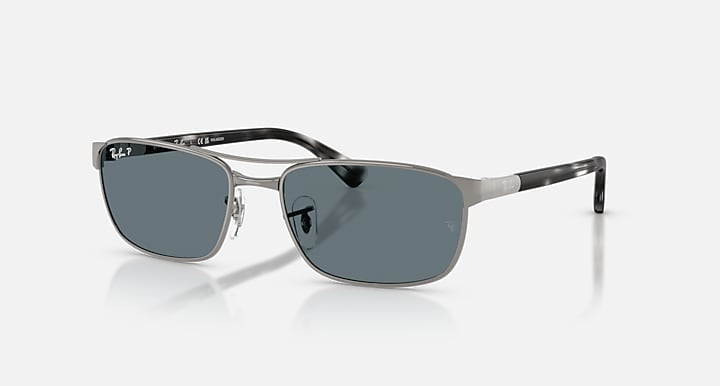 Ray-Ban RB3778 Gunmetal; Havana Grey with Dark Blue Polarized Solid Color lenses - Quarter