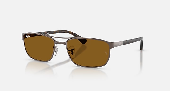 Ray-Ban RB3778 Copper; Havana with Brown Solid Color lenses - Quarter