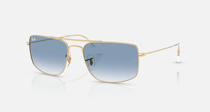 Ray-Ban EXPLORER III Arista Gold with Clear Gradient Blue Gradient lenses - Quarter