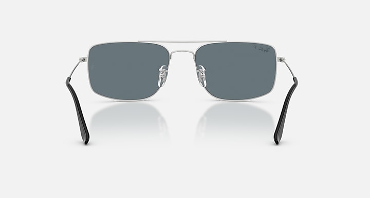 Ray-Ban EXPLORER III Silver with Dark Blue Polarized Solid Color lenses - Back