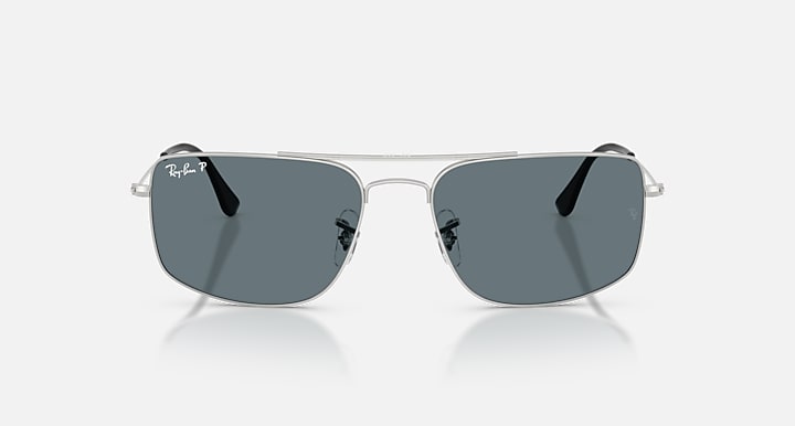 Ray-Ban EXPLORER III Silver with Dark Blue Polarized Solid Color lenses - Front