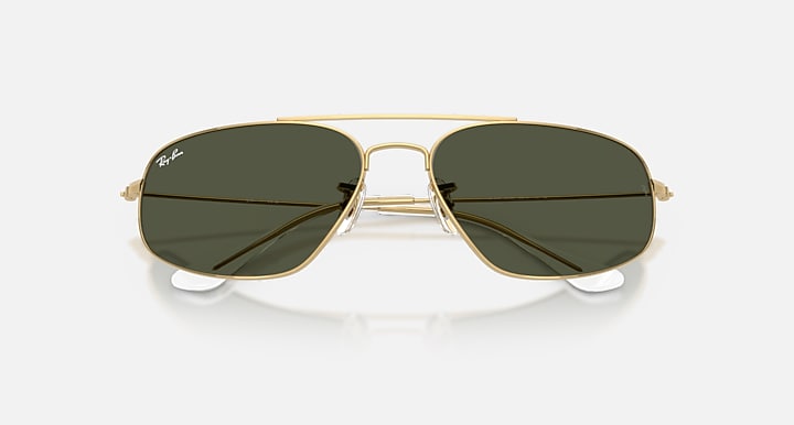 Ray-Ban RB3780 Arista Gold with Green Solid Color lenses - Closed Front