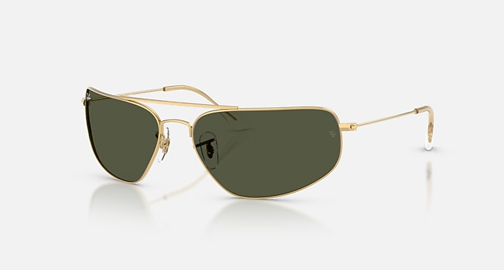 Ray-Ban RB3780 Arista Gold with Green Solid Color lenses - Quarter