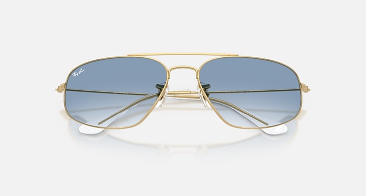 Ray-Ban RB3780 Arista Gold with Clear Gradient Blue Gradient lenses - Closed Front