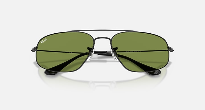 Ray-Ban RB3780 Black with Green Solid Color lenses - Closed Front