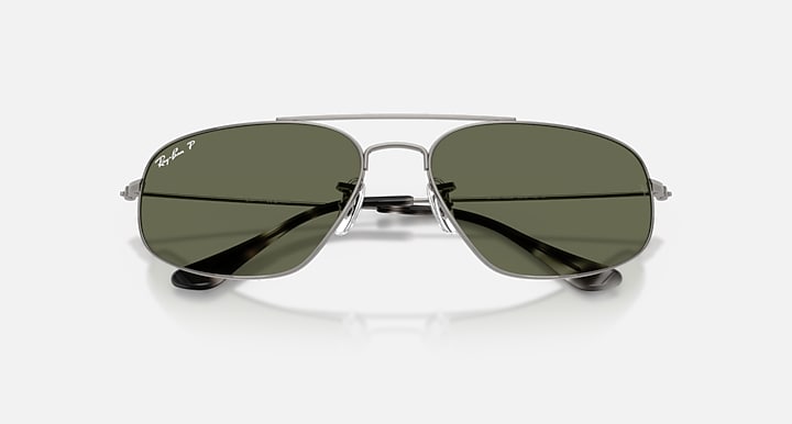 Ray-Ban RB3780 Gunmetal with Green Polarized Solid Color lenses - Closed Front