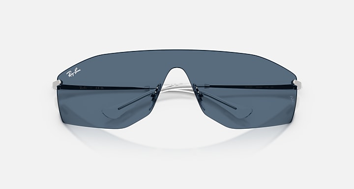 Ray-Ban ALIX BIO-BASED Silver with Dark Blue Solid Color lenses - Closed Front