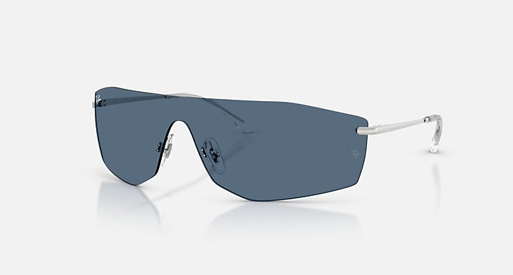 Ray-Ban ALIX BIO-BASED Silver with Dark Blue Solid Color lenses - Quarter