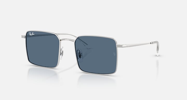Ray-Ban IDAN BIO-BASED Silver with Dark Blue Solid Color lenses - Quarter
