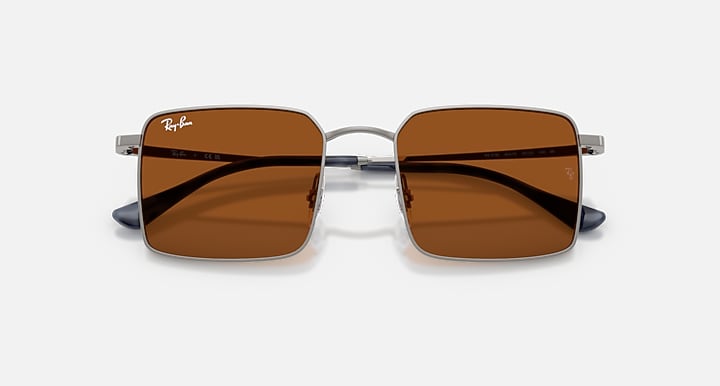 Ray-Ban IDAN BIO-BASED Gunmetal with Dark Brown Solid Color lenses - Closed Front