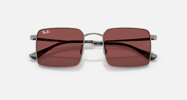 Ray-Ban IDAN BIO-BASED Gunmetal with Dark Violet Solid Color lenses - Closed Front