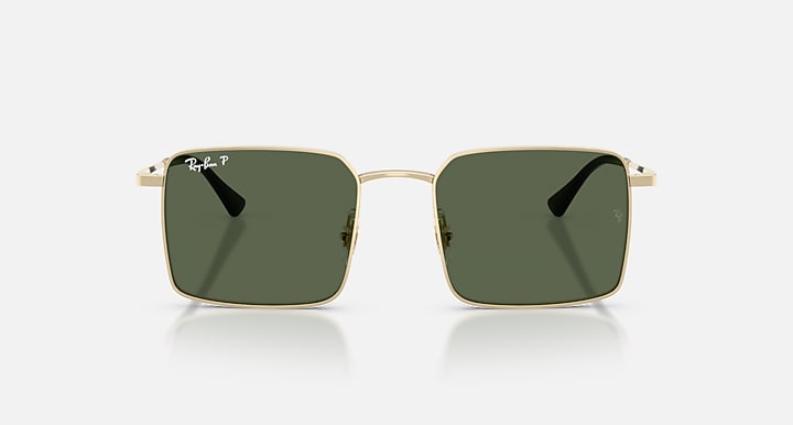 Ray-Ban IDAN BIO-BASED Pale Gold with Dark Green Polarized Solid Color lenses - Front