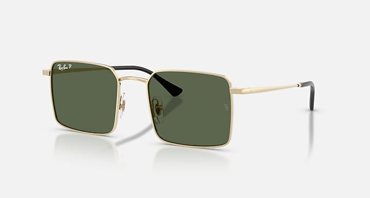 Ray-Ban IDAN BIO-BASED Pale Gold with Dark Green Polarized Solid Color lenses - Quarter