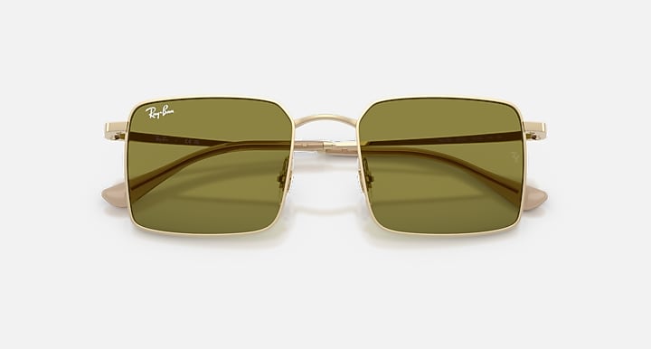 Ray-Ban IDAN BIO-BASED Pale Gold with Green Solid Color lenses - Closed Front