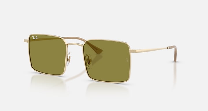 Ray-Ban IDAN BIO-BASED Pale Gold with Green Solid Color lenses - Quarter