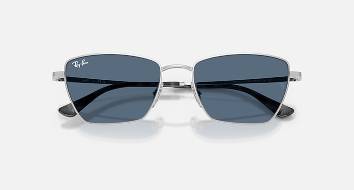 Ray-Ban DREA BIO-BASED Silver with Dark Blue Solid Color lenses - Closed Front