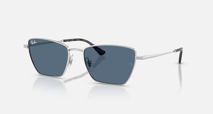 Ray-Ban DREA BIO-BASED Silver with Dark Blue Solid Color lenses - Quarter